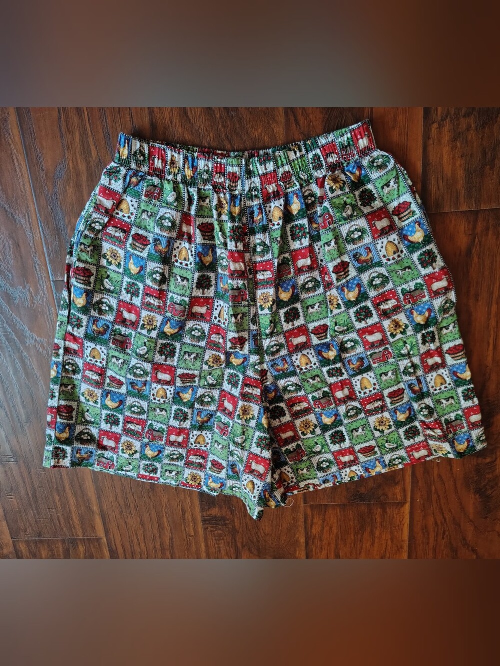 Vintage 90s Fun Art farmhouse pull on shorts size M